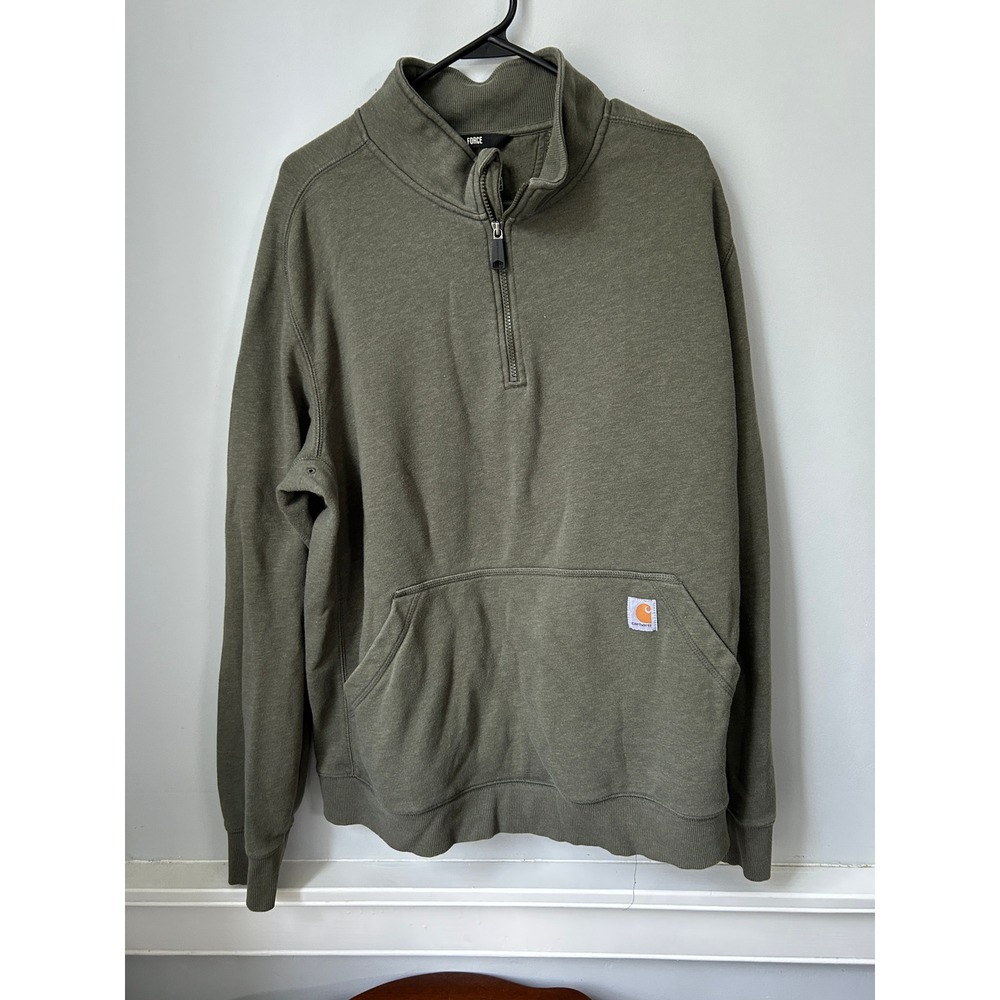 Carhartt Force Relaxed Fit Quarter Zip Sweatshirt Mens 2XL Olive Green Heather